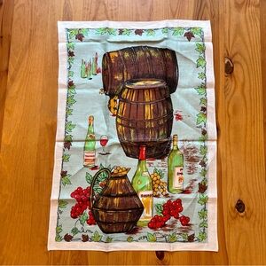 Vintage Tea Towel Novelty French Country Wine Cotton Linen Kitchen Vineyard